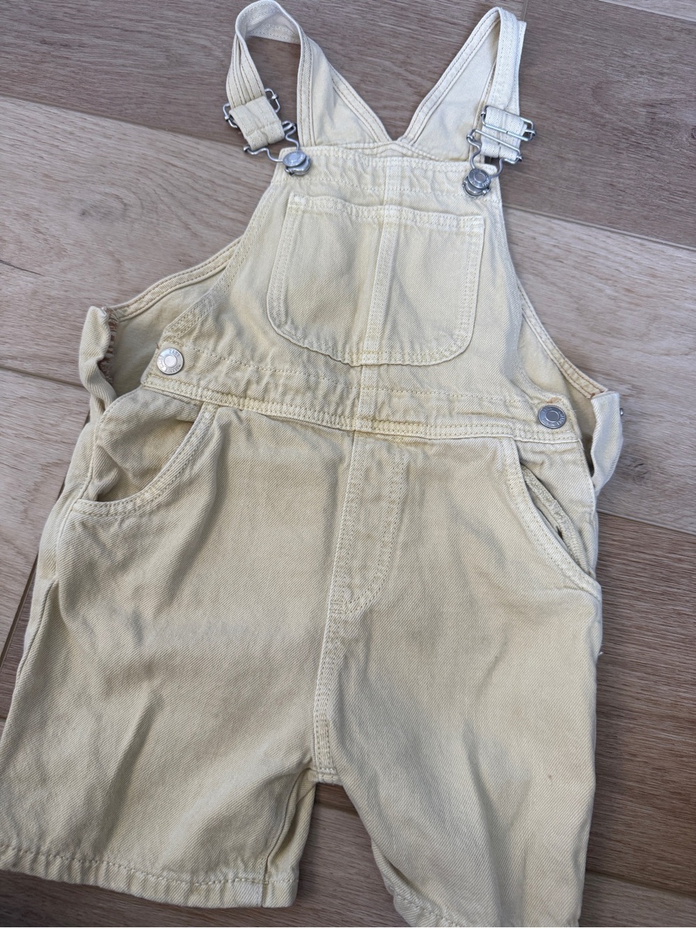 Zara Pale Yellow Short Denim Overalls size 2-3
